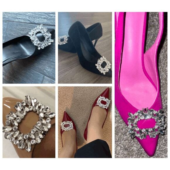 ✨💎 2pcs Rhinestone Square Buckle Shoe Jewelry Clips Decor Accessories NEW - Picture 11 of 14